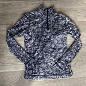 Smartwool Women's Marled Black and Gray Turtleneck 1/4 Zip Sweater